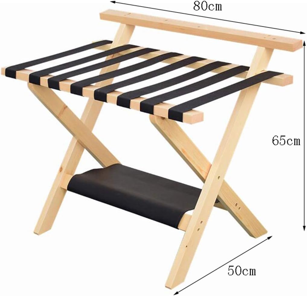 Luggage Rack with Backrest Hotel Room Household Solid Wood Foldable Luggage Rack (80 × 50 × 65CM)
