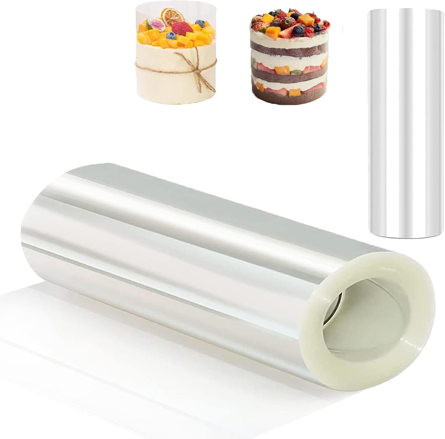 Muiltvoe Clear Acetate Sheets for Baking, Premium Cake Collar Transparent Acetate Roll, Thickened Cake Strips Edge Film for Chocolate Mousse, Mini Cheesecake Moulds and Cake Decorating
