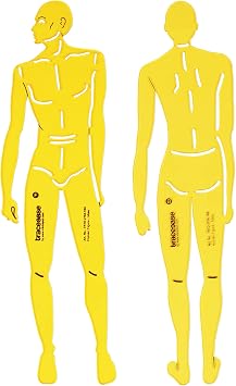 Traceease 10 Inch Male Human Figure Stencil Set of 2 Front and Back Body Templates for Proportion Alignment, Concept Sketch Planning, Visual Drafting Practice & Studio Illustration Reference Tool