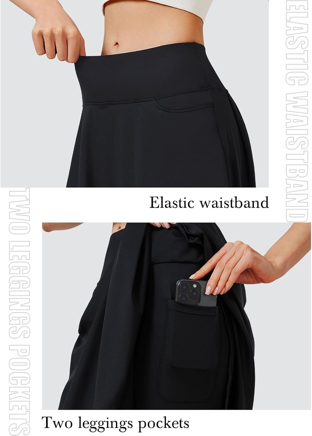 ANIVIVO Women Long Knee Length Skirted Leggings, Capris Leggings with Skirts High Waist