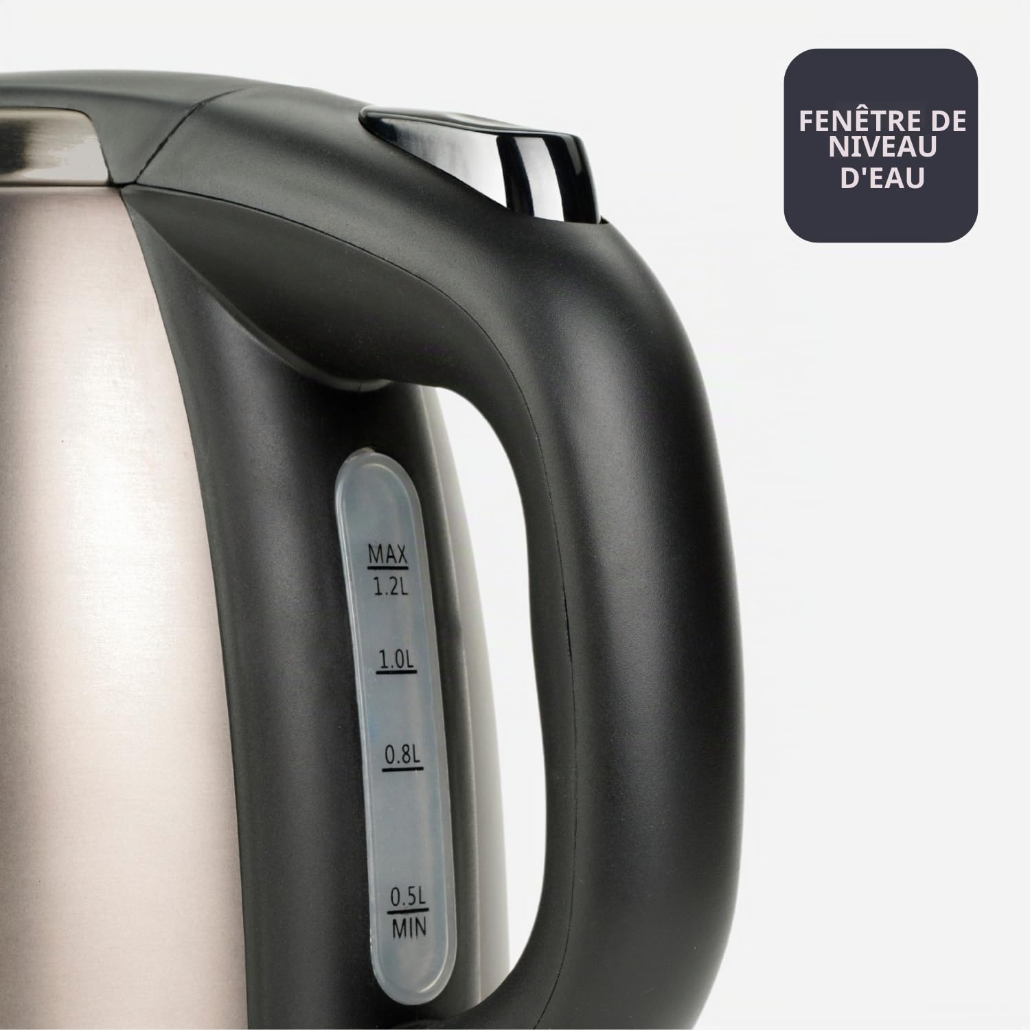 BLACK & DECKER - Bouilloire électrique 2200W 1,7 L en acier inoxydable | Base 360° | Poignée ergonomique | Résistance cachée | Filtre amovible | Sécurité anti-chauffe à sec