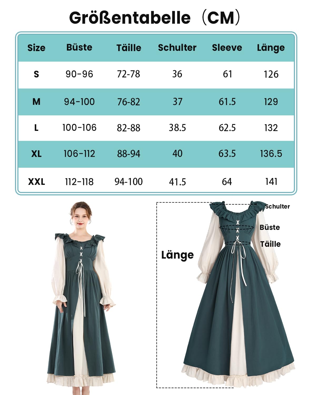 CR ROLECOS Vestido medieval para mujer, vestido renacentista, vestido de fiesta retro, disfraz victoriano, para Halloween, carnaval, disfraz