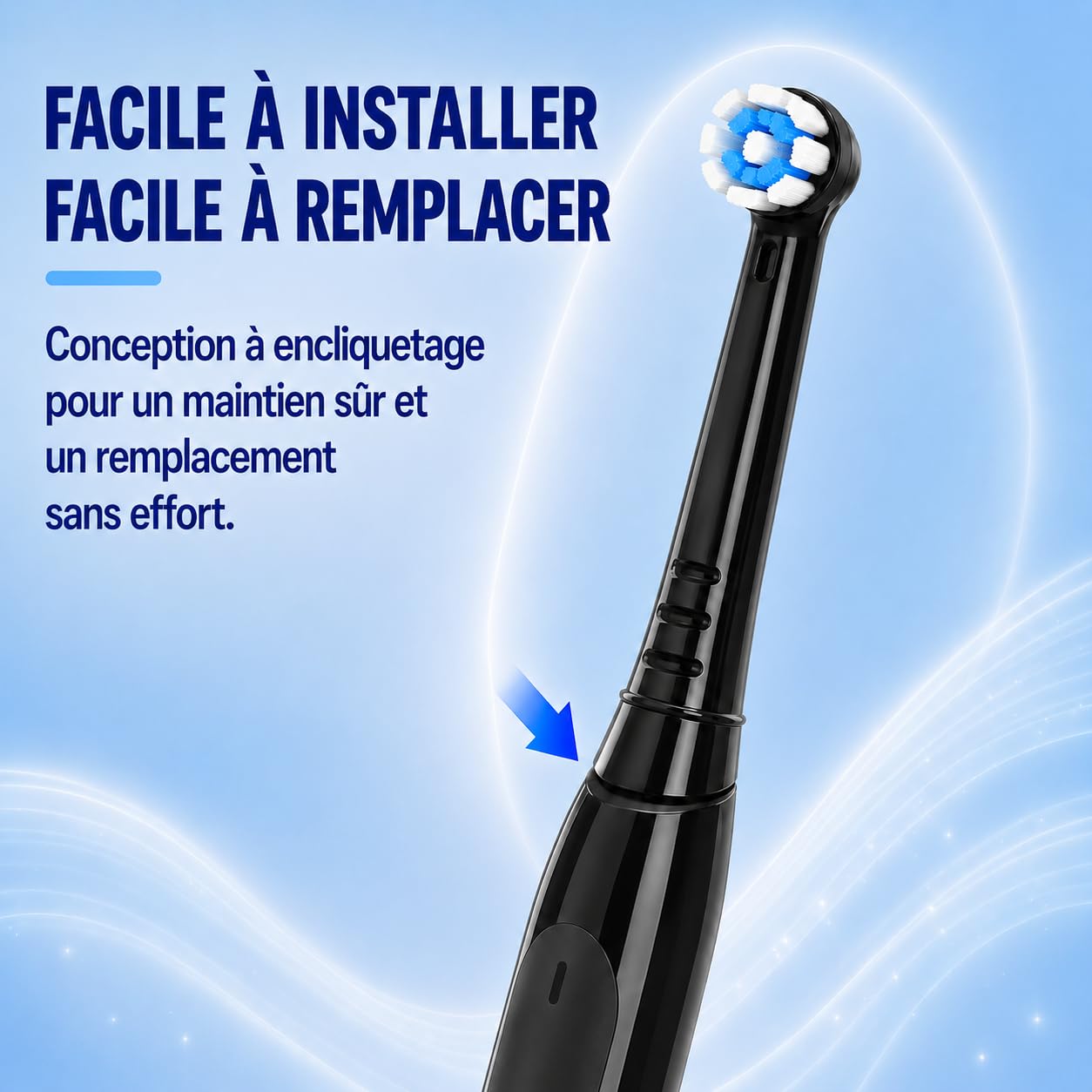 Brossettes de Rechange Compatibles avec Oral B iO, Têtes de Brosse à Dents iO Compatibles Série 2/3/4/5/6/7/8/9/10, Nettoyage Doux des Gencives, Lot de 8 Noires, 2 Cartes
