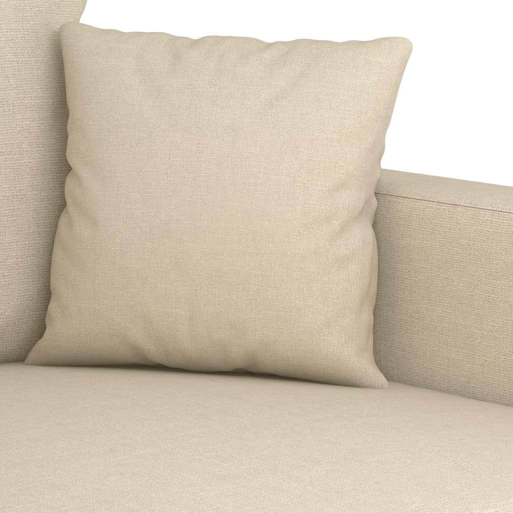 2-częściowy komplet sofy 2-osobowej z kremowego materiału, 138 x 77 x 80 cm, 3-osobowa 198 x 77 x 80 cm, z 18 poduszkami, wytrzymała rama, oddychająca, wytrzymała, przytulna, do salonu