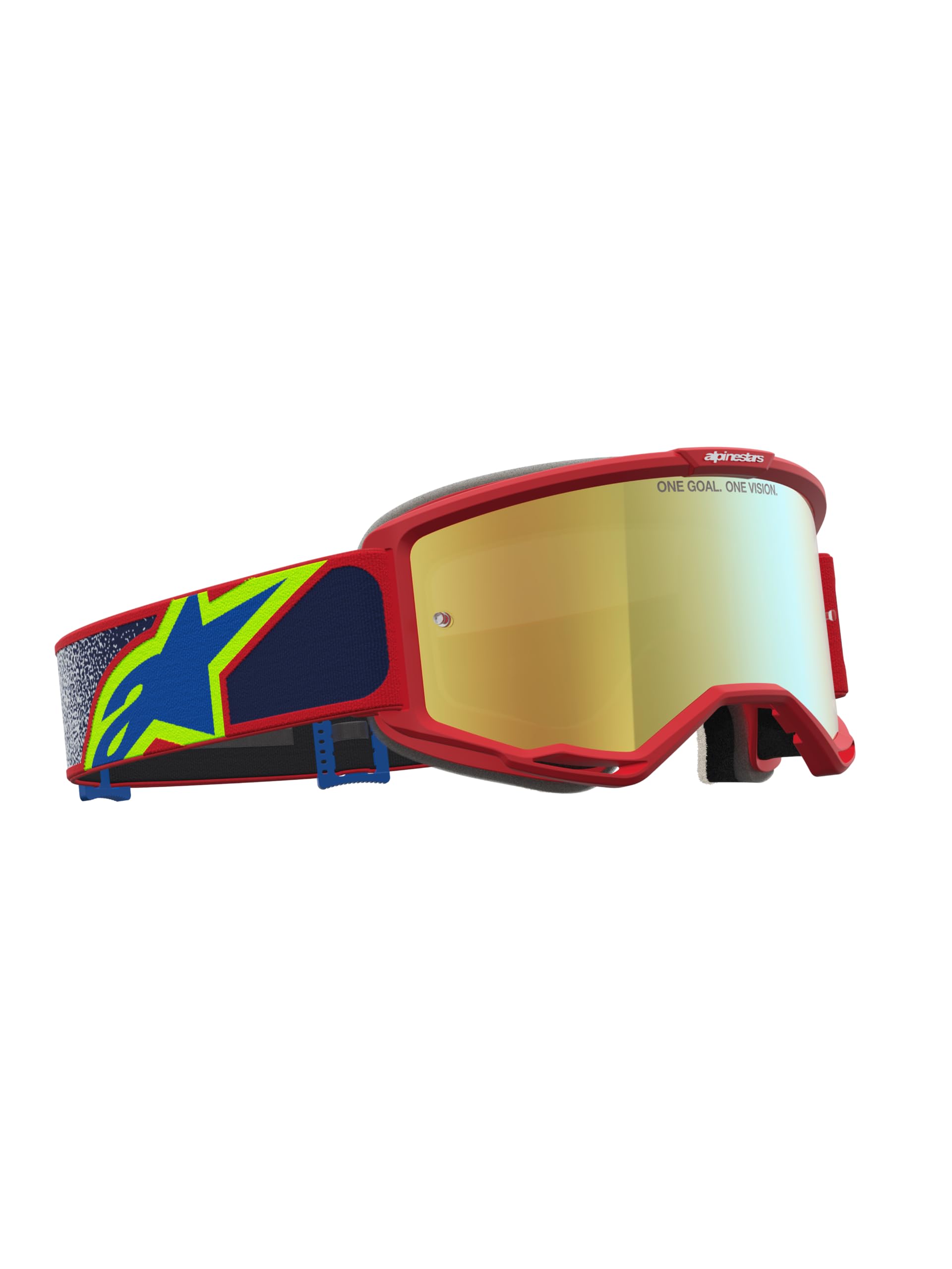 Alpinestars Vision 5 Drag Mirror Occhiali da motocross | Montatura in uretano A-FLEX, schiuma multistrato da 17 mm, ventilazione RAM-AIR, ampia visione periferica, lenti a specchio