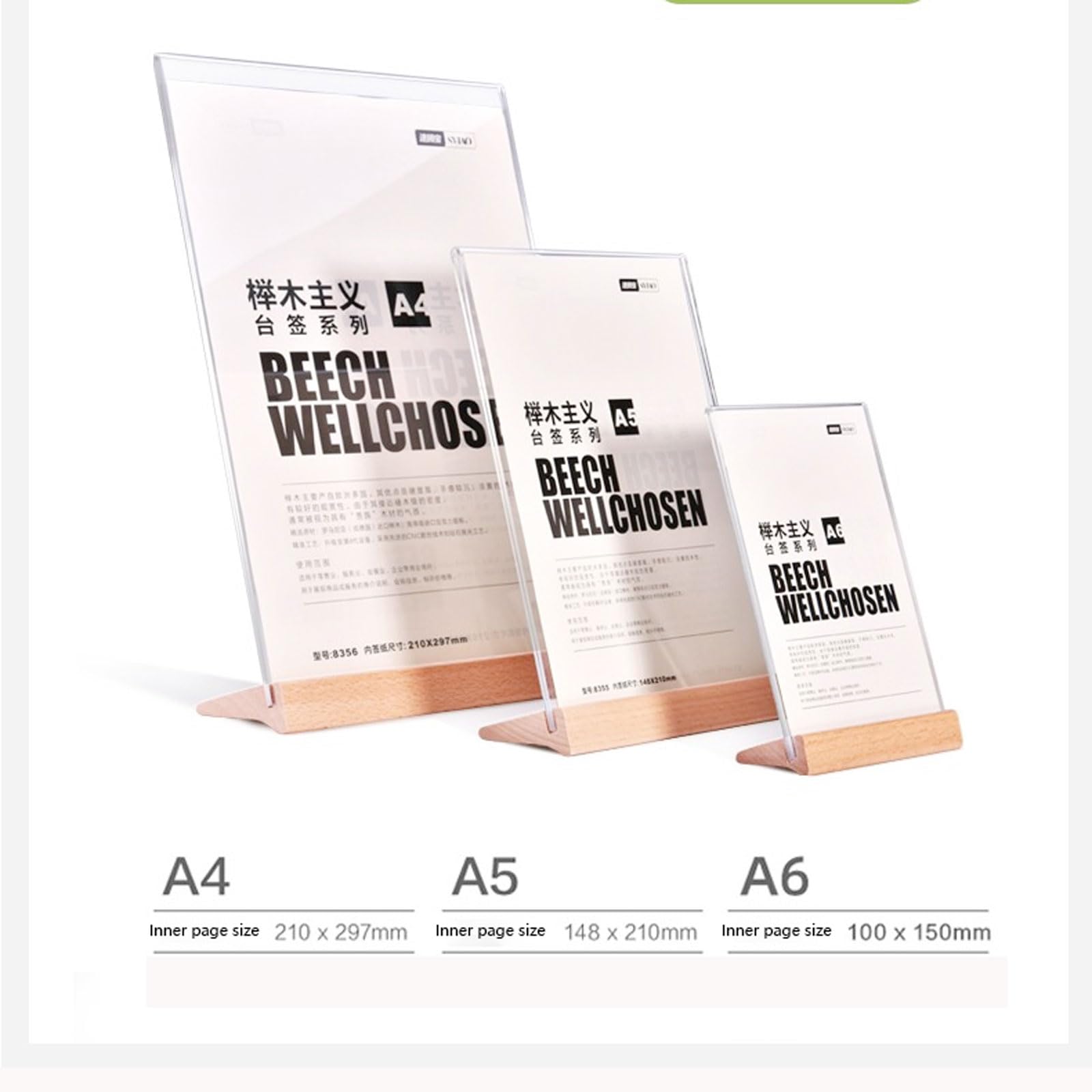 Titular de la muestra acrílico | Claro A4 A5 A6 Uso comercial: Acrílico Base en forma de T de doble cara Múltiples estilos(Triangle,A4:210x297mm)