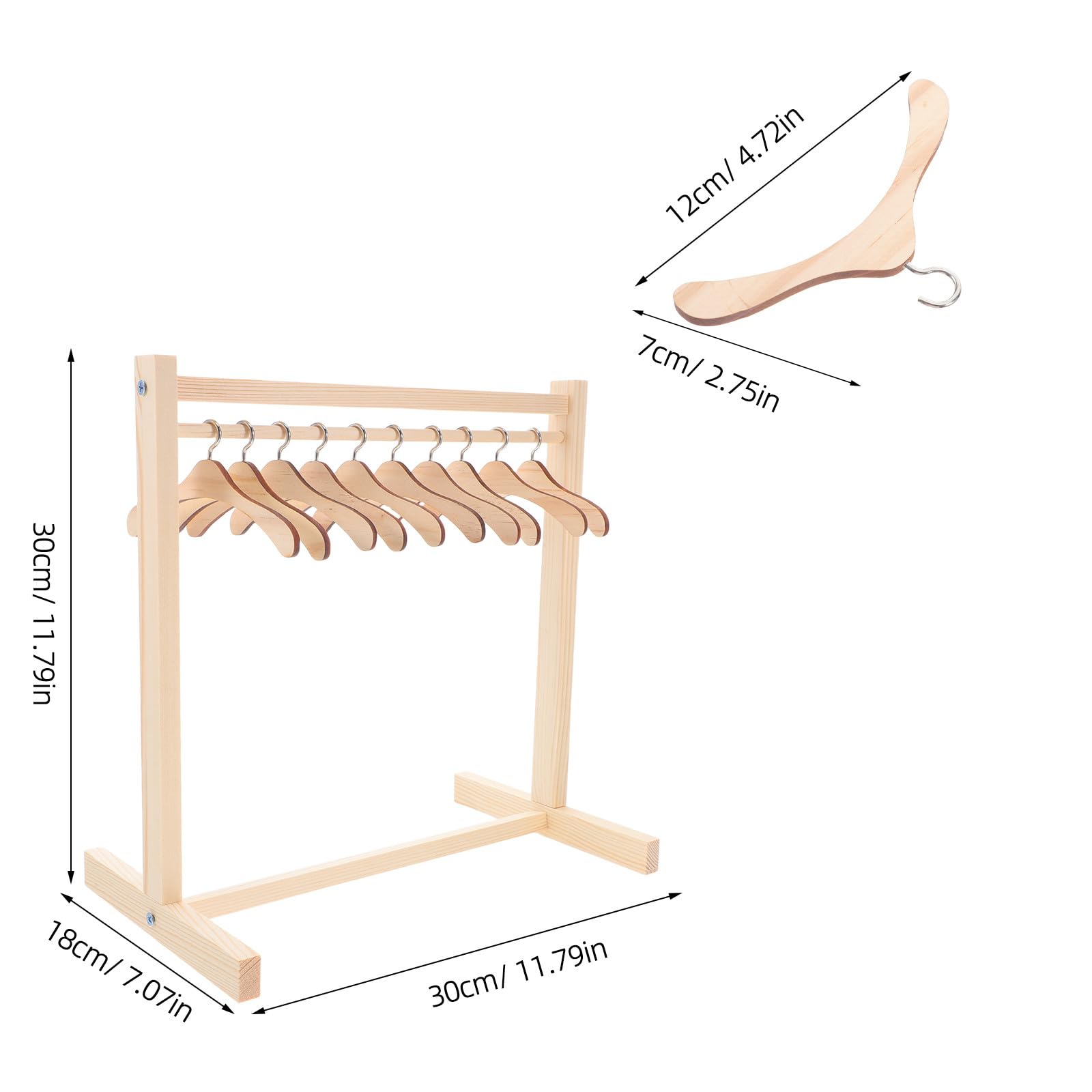 Alasum Grucce in Legno per Collezione e Esposizione Abiti Bambola per Bambole Design Elegante Appendiabiti Miniatura 30cm