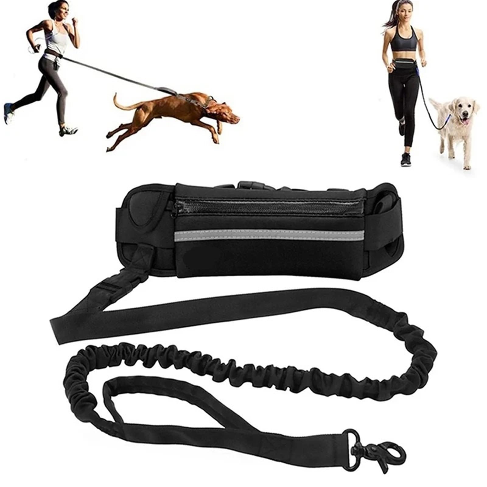 Cinturón de tracción para Perros Durante la Carrer Cinturón Manos Libres for Perros for Correr, Caminar, con riñonera, cinturón elástico retráctil y Cuerda de tracción(Blue)