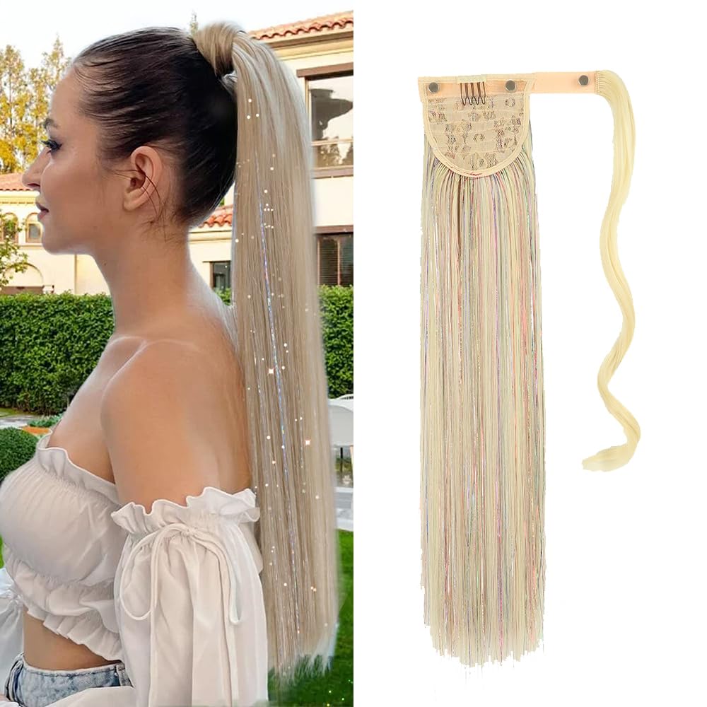 clip in tinsel ponytail hair extensions