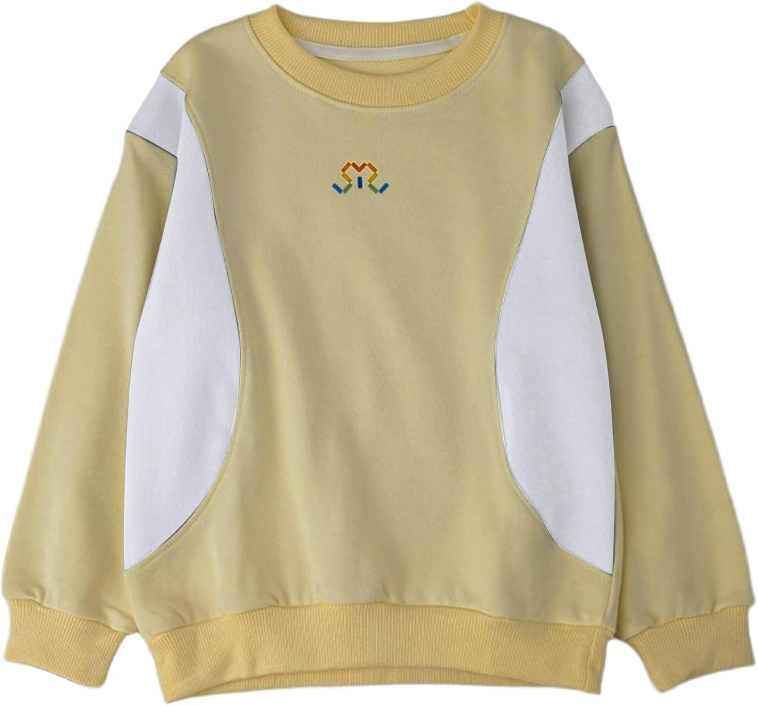 Unisex Kids Long Sleeve Patchwork Sweatshirt Sports Pullover Top Holiday Vacation Play Wear