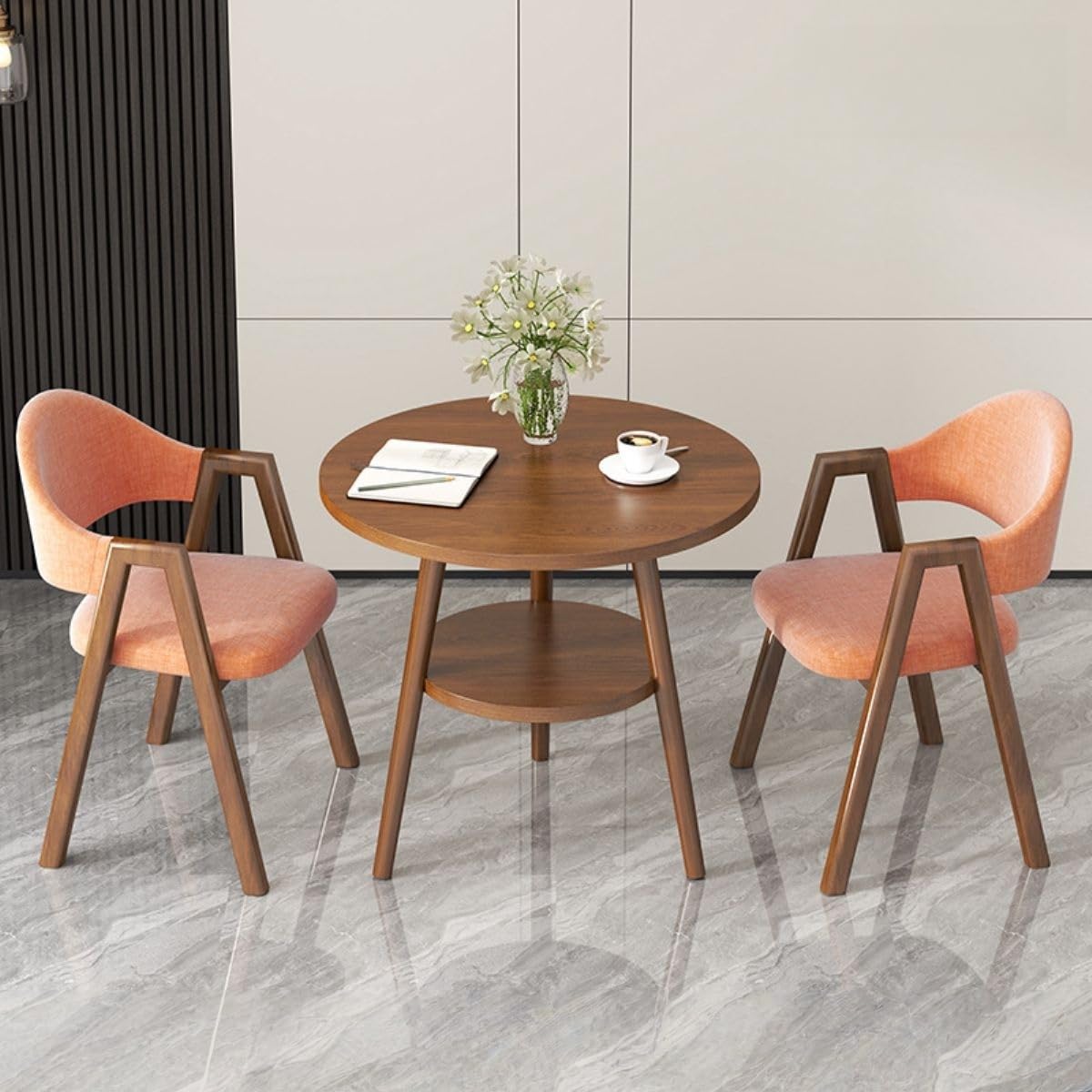 Office Reception Desk and Chair Set, Small Dining Table with Chairs, Business Coffee Leisure Table and Chair Set for Lounge, Living Room, Kitchen, Cafe, Small Spaces