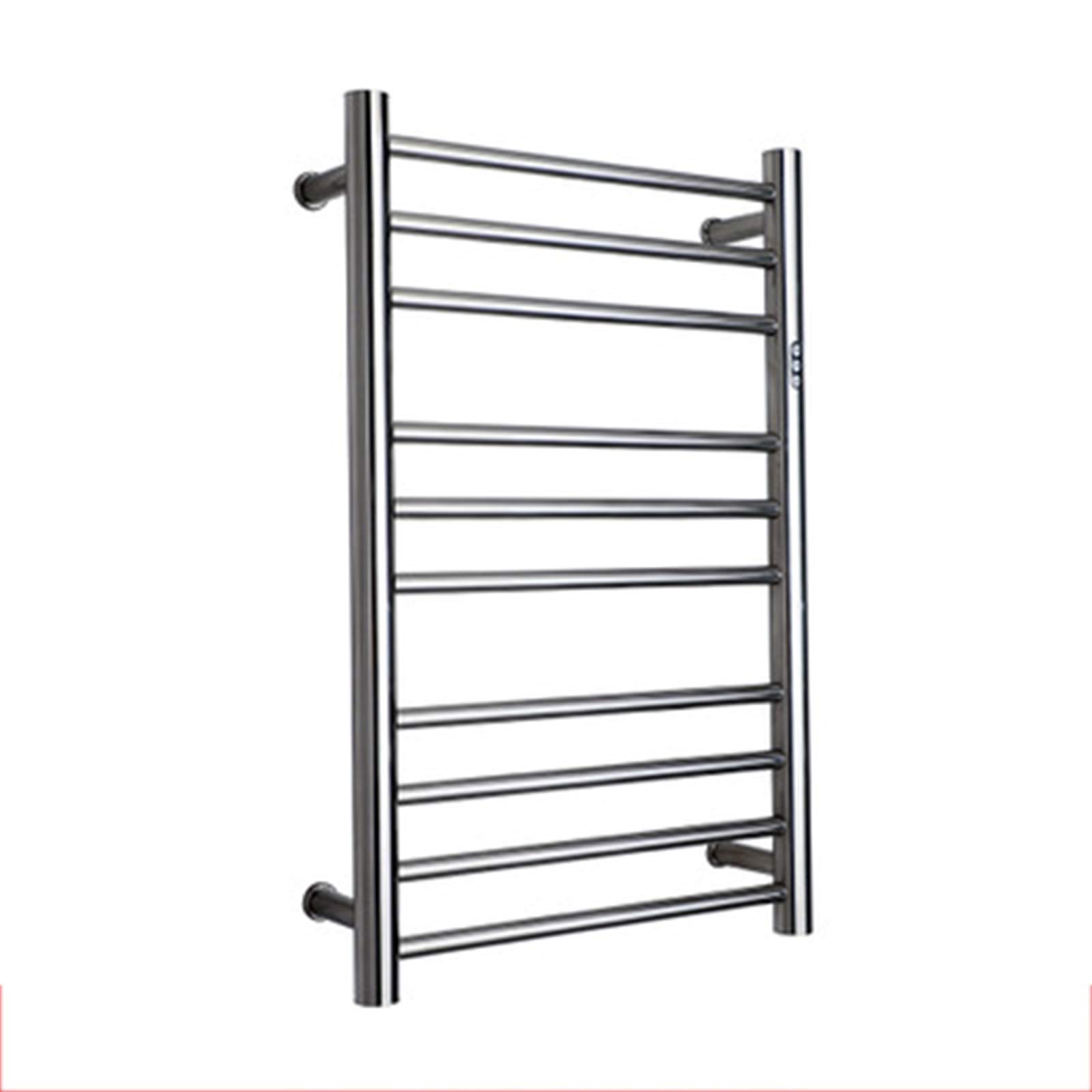 asdchZen 10 Bar Wall Mount Electric Heated Towel Rack, 304 Stainless Steel Heated Towel Rail, Towel Drying Rack For Bedroom, Bathroom, Hotel-Round Tube-Plug In,Round Tube-Hardwired