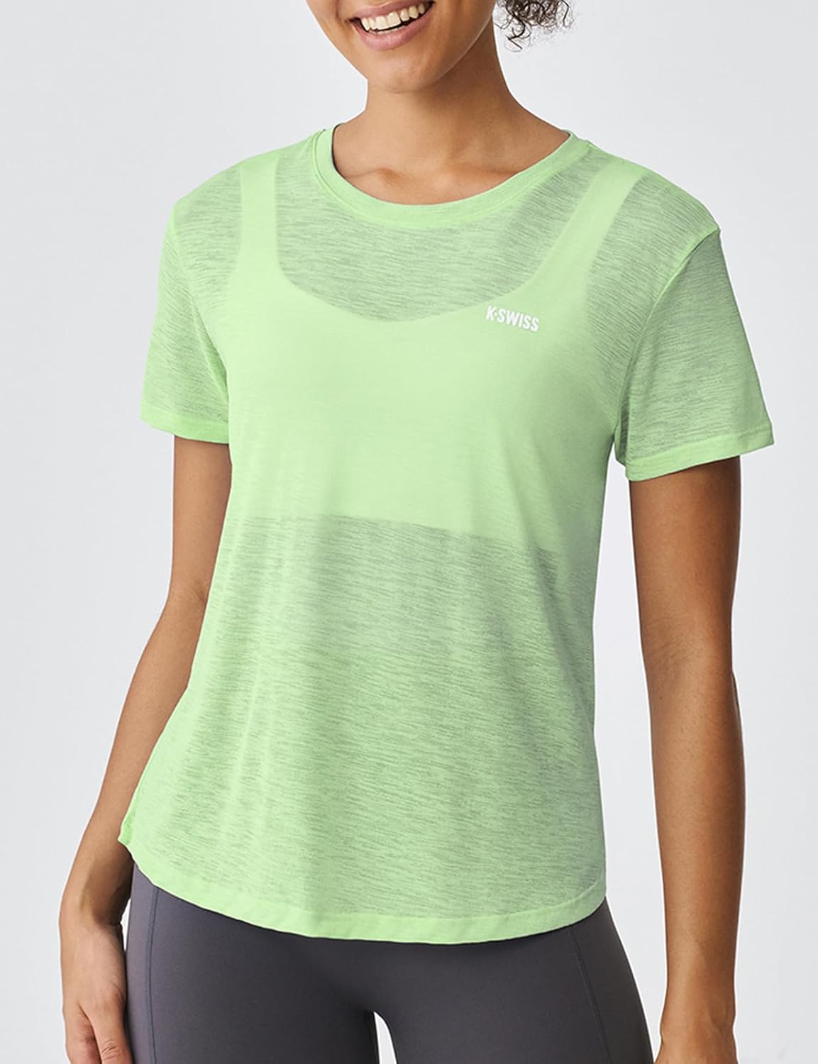K-Swiss Women's Open Back Workout Tops - Sheer Lightweight Yoga Athletic Gym Cover Up Loose Fit Shirt