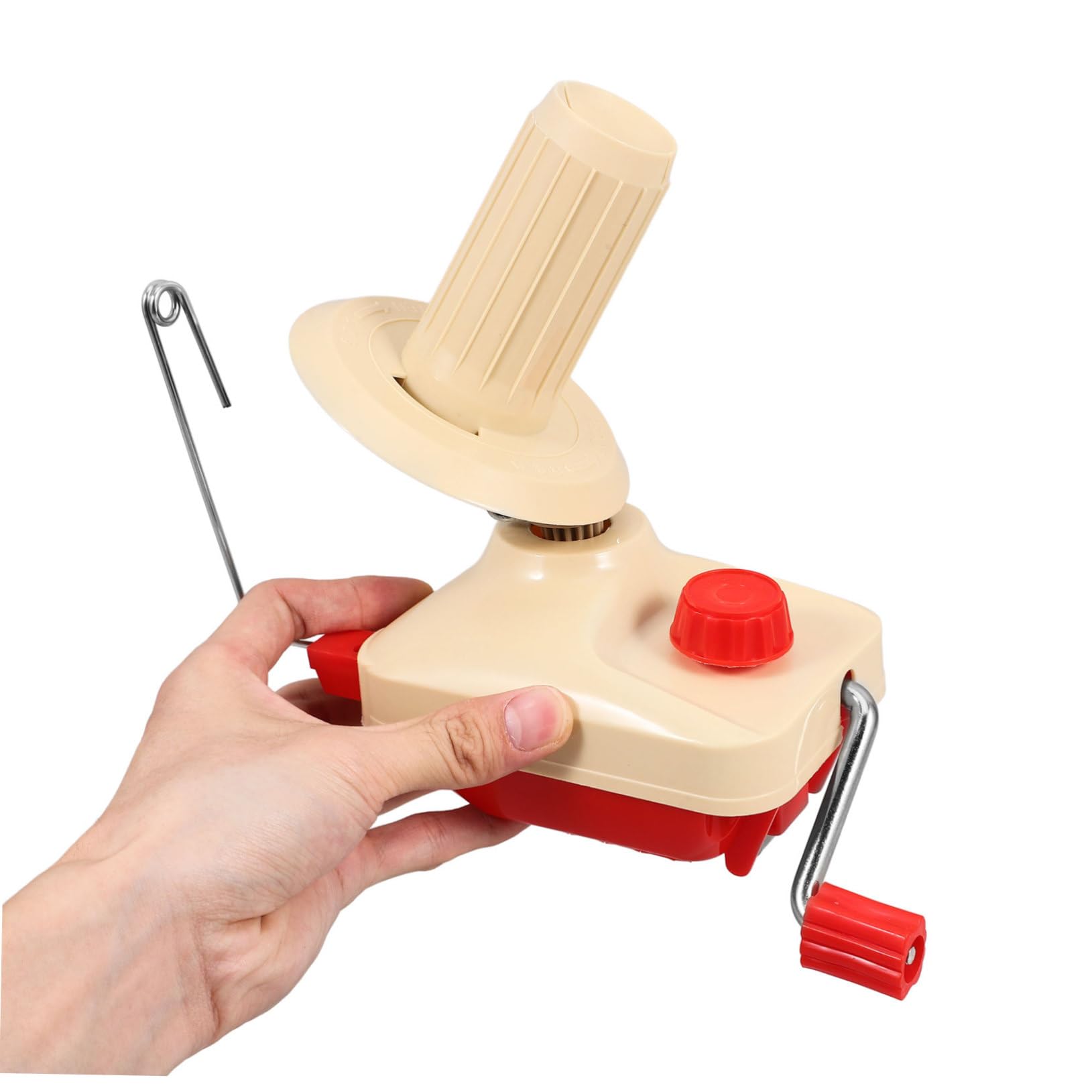 Bobinadora Manual de Lana Roja para Crochet y Tejido Portátil
