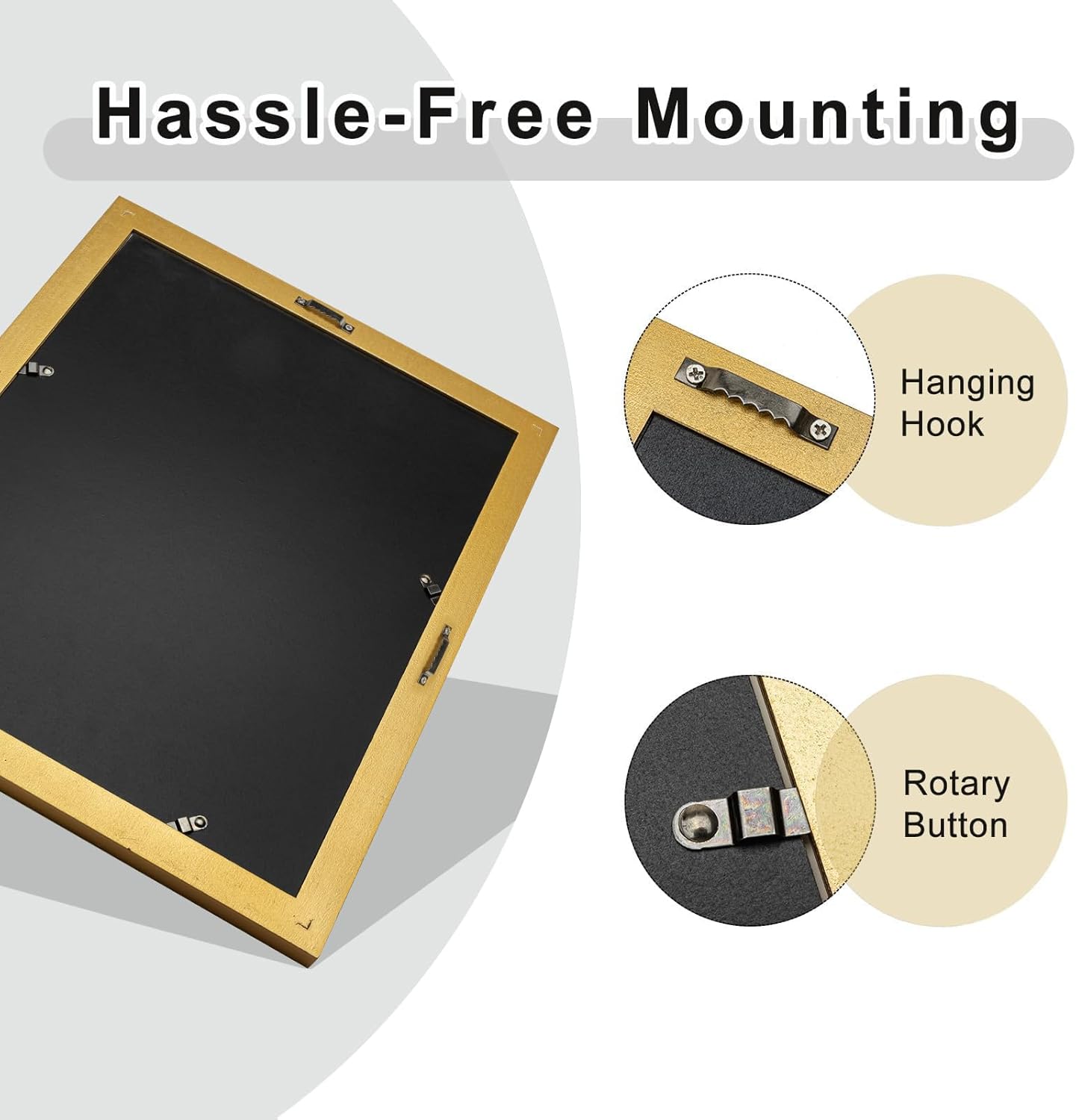 11x14 Picture Frame Ornate in Gold with Bead Border and Central Rope, Solid Wood with Real Glass, Display 11x14 Photo Matted to 8x10, Vertical and Horizontal for Wall Hanging