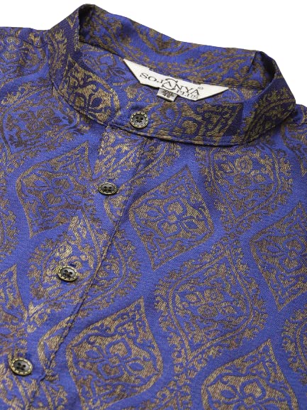 Image of SOJANYA (Since 1958 Men's Jacquard Silk Printed Kurta & Pyjama Set