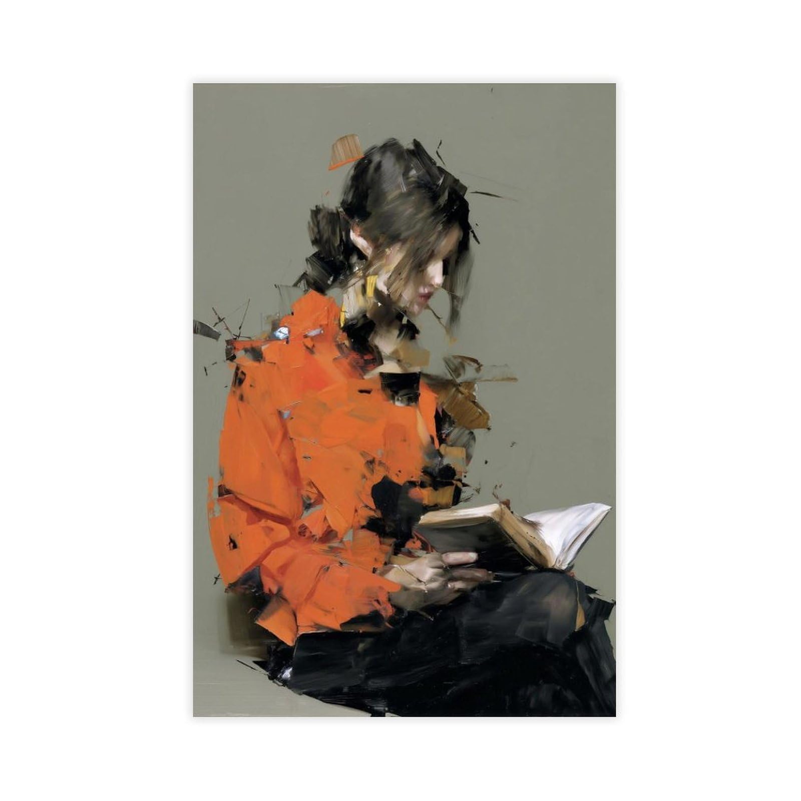Ywtjax Unframe-Style Abstract Woman Reading Poster Canvas Poster For Living Room Decor Gift