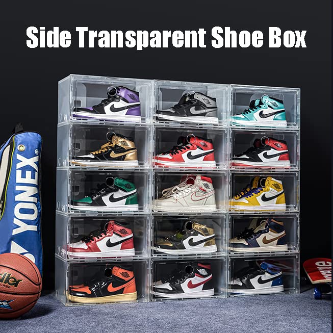 12 Scatole Porta Scarpe Trasparenti Con Anta Magnetica - Impilabili - Contenitori Per Scarpe Fino A Taglia 44