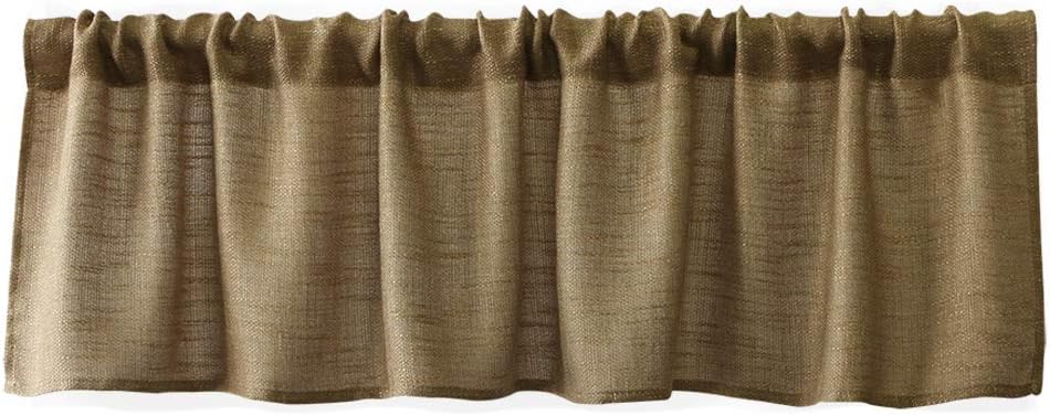 Valea Home Soft Burlap Look Swag Curtains – Rustic Natural Tan Valance For Small Windows, 2 Panels