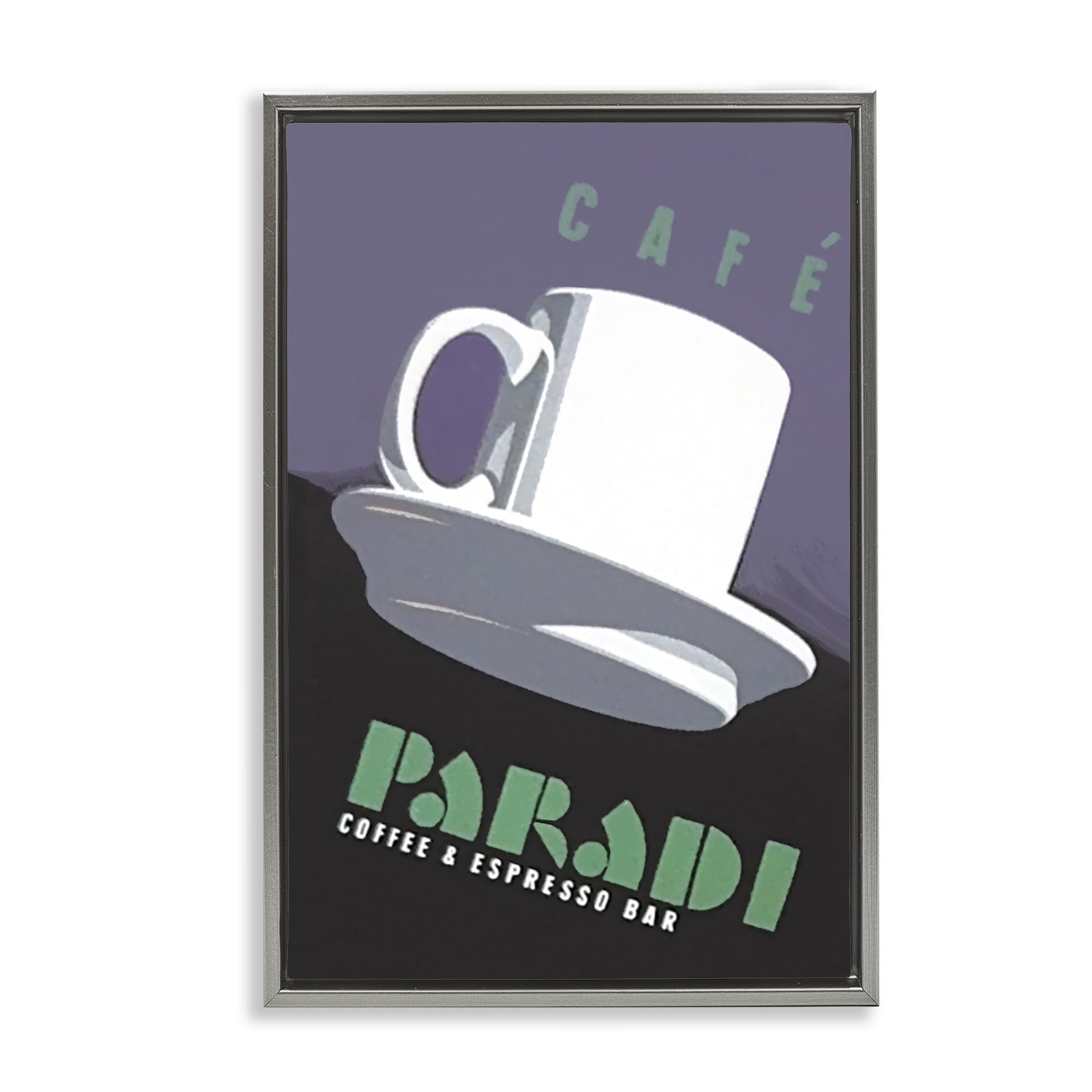 Stupell Industries Luster Gray (Matte) Coffee Espresso Retro Typography, 16 X 24 Inch Canvas In Floater Frame