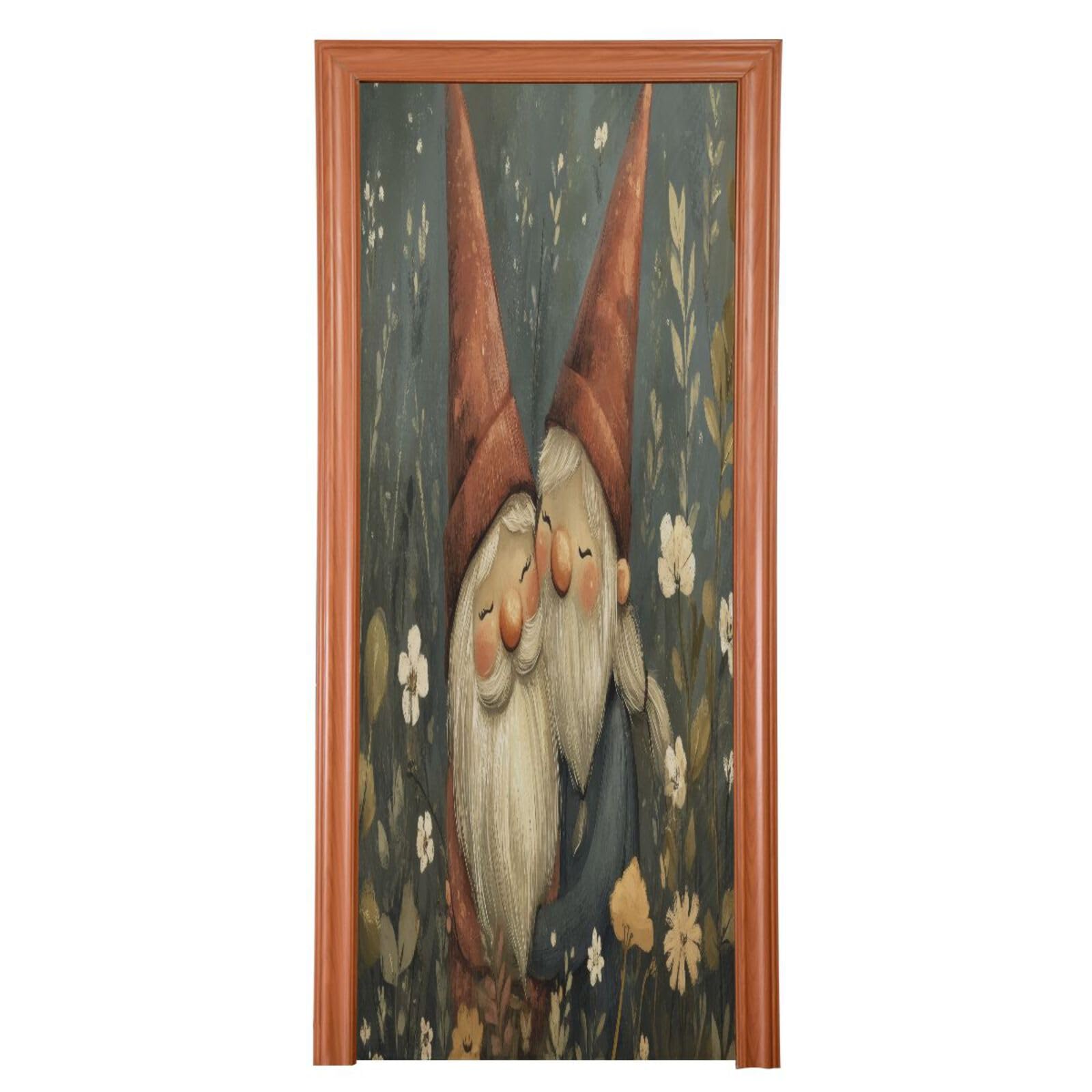 FLildon Valentine's Day Gnomes Couple Door Cover Decoration, Party Accessory Porch Decor for Festive Ornament Room Door Covers 35 x 79 Inch