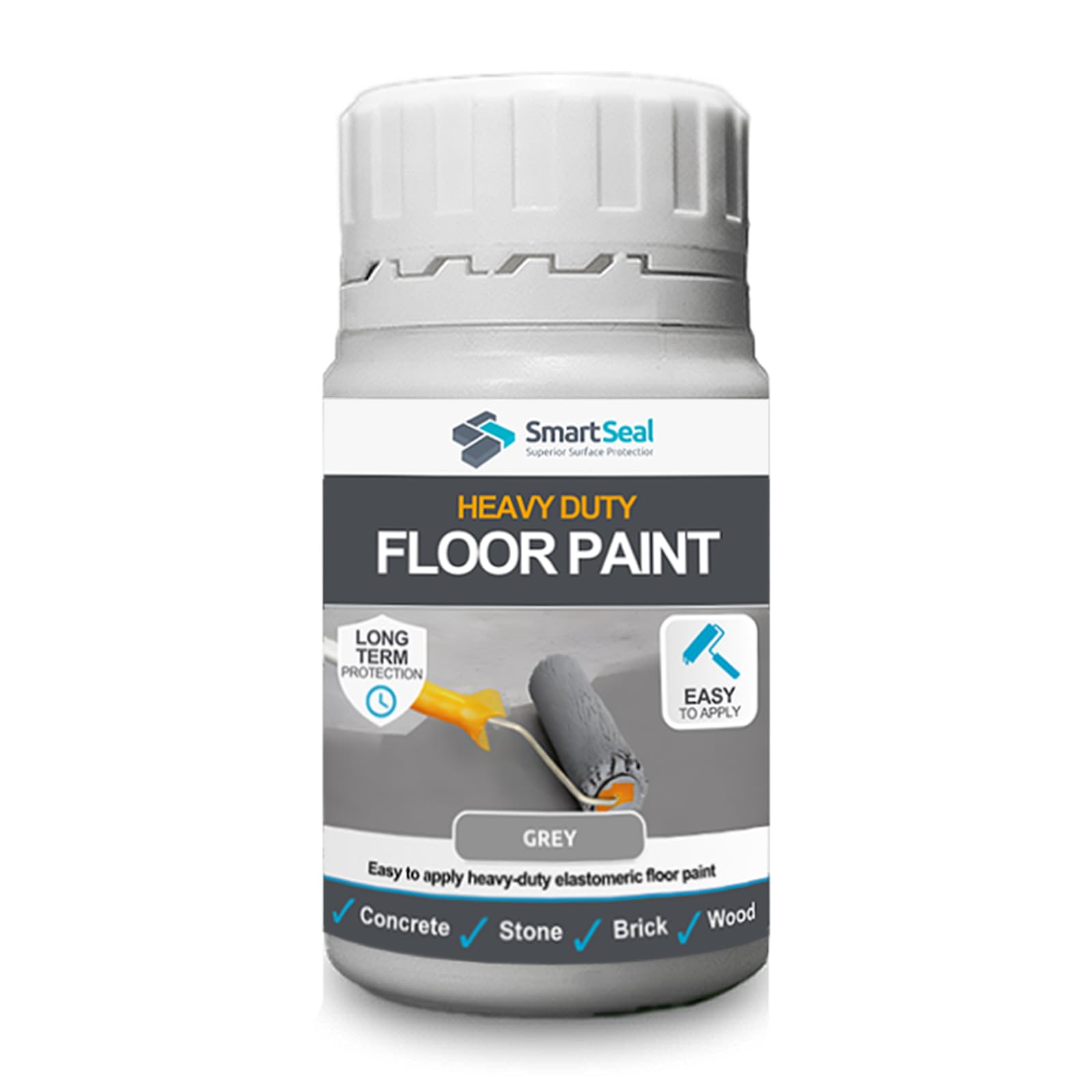 SmartSeal Heavy Duty Floor Paint (Grey, 75ml Sample) - Easy to Apply on Concrete, Brick, Stone and Wood