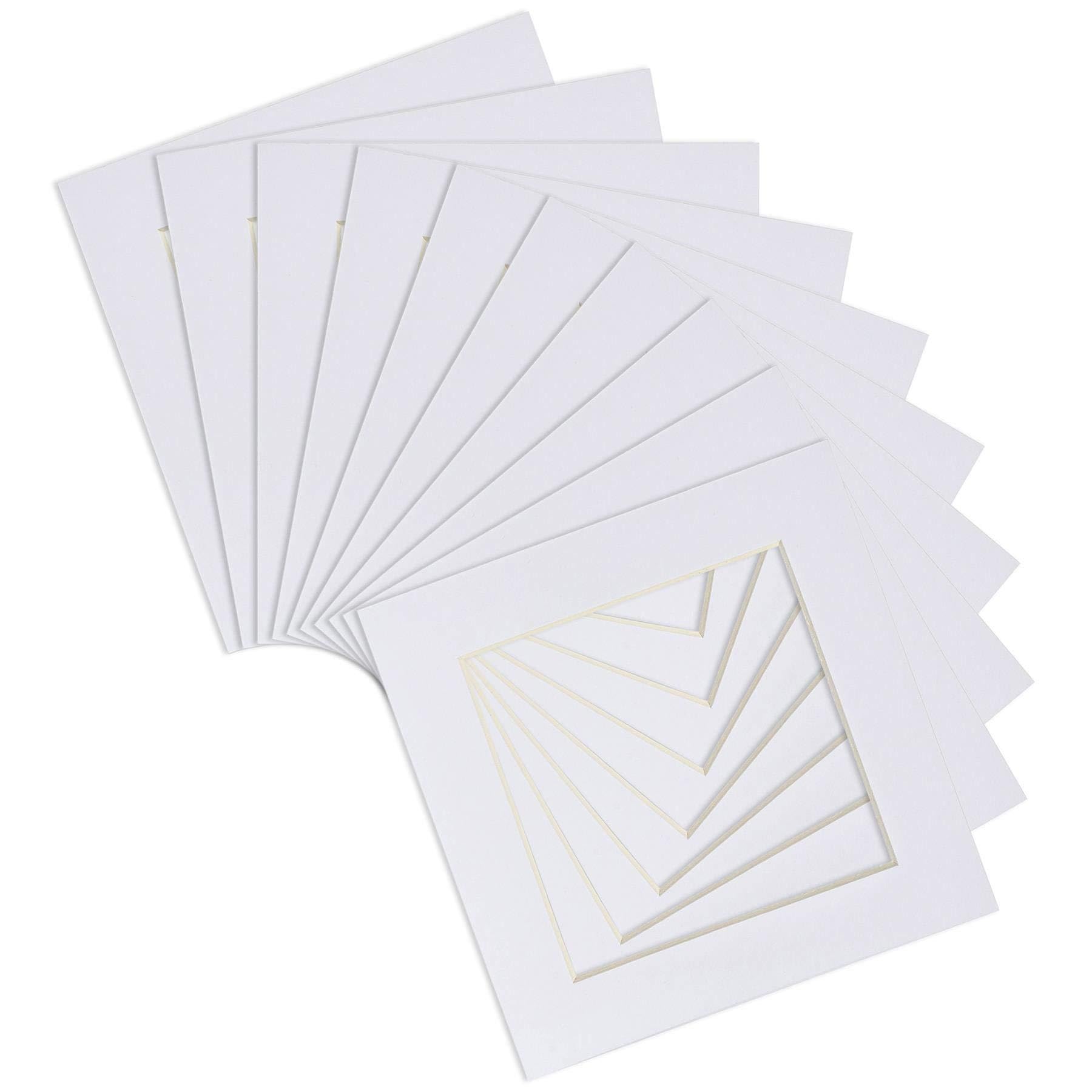 Nicola Spring 10pc Picture Photo Mounts Set - To Fit Frame Size 8 x 8 for Image Size 6 x 6 - White