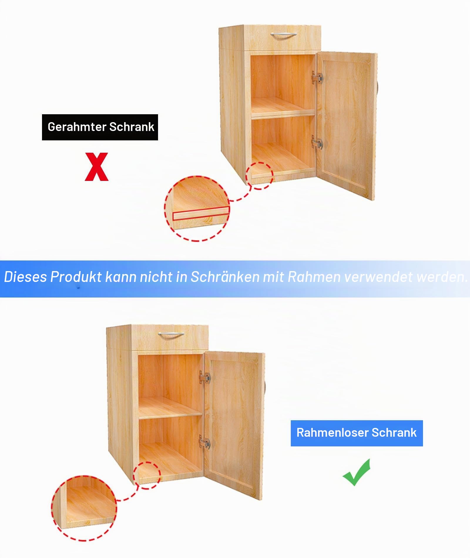 2PCS Ausziehbarer Schrank Organizer, Teleskopschublade Zum Nachrüsten Kein Bohren Und Nageln Erforderlich Pull Out Drawer Einstellbare Breite Für Die Küche Bad Wohnzimmer 32-52x42x7cm (2, Weiß)