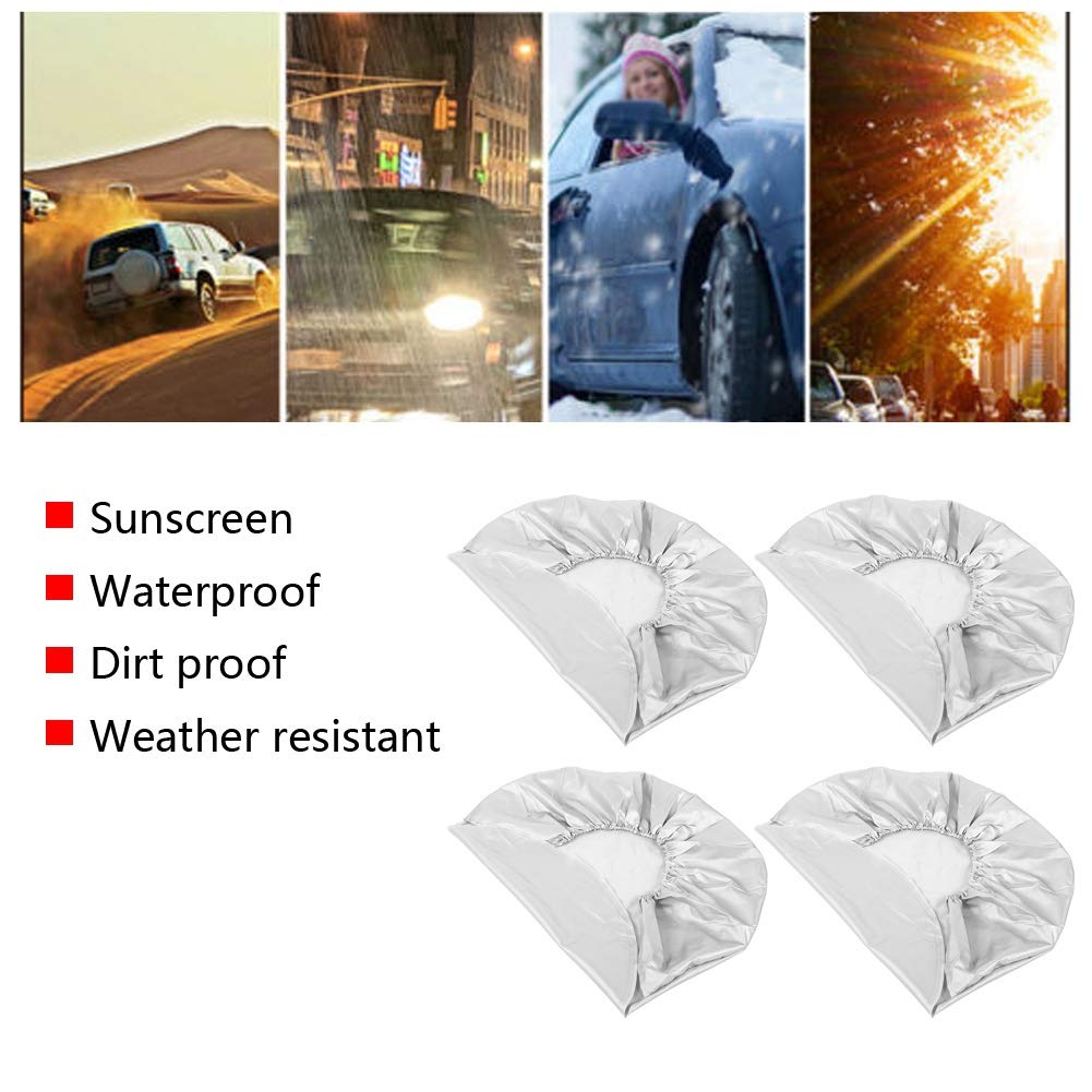 Ladieshow Band Covers,4 Stks 27-29 wiel band zilveren bescherming Cover voor auto RV SUV Truck Trailer