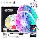 Led Strip Lights 32.8ft 10m Color Changing Non Waterproof LED String Lights with SMD 5050 RGB 300 LEDs Light Strips and 44 Keys IR Remote 12V Power Supply for Home, Bedroom, Kitchen, Christmas,