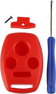 NO CUTTING NEEDED - Key Fob Keyless Entry Remote Shell Case & Pad fits Honda 2003-2012 Accord / 2006-2013 Civic EX / 2009-2015 Pilot /2005-2006 CR-V (Red)