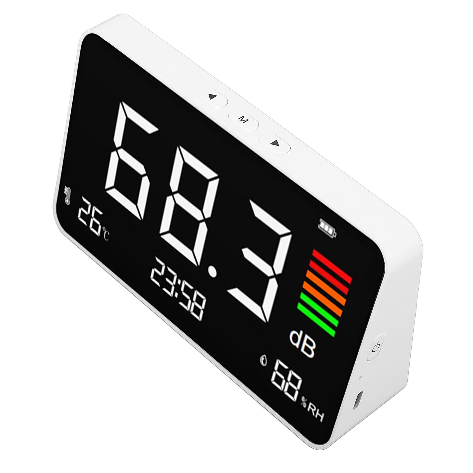 Decibel Messdesktop -Tester mit LED -Display, 30 Bis 130 DB Schallpegelmesser -Anzeigegeräusch, Temperatur und Luftfeuchtigkeit, Rauschmesser für Zuhause, Studio, Fabrik,