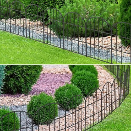 MOOTACO 25 Stück Gartenzaun, Metall Zaunelemente, Dekorativer Gartenzaun, Metallzaun, Zaun für Hunde (825CM(L) X 60CM(H))