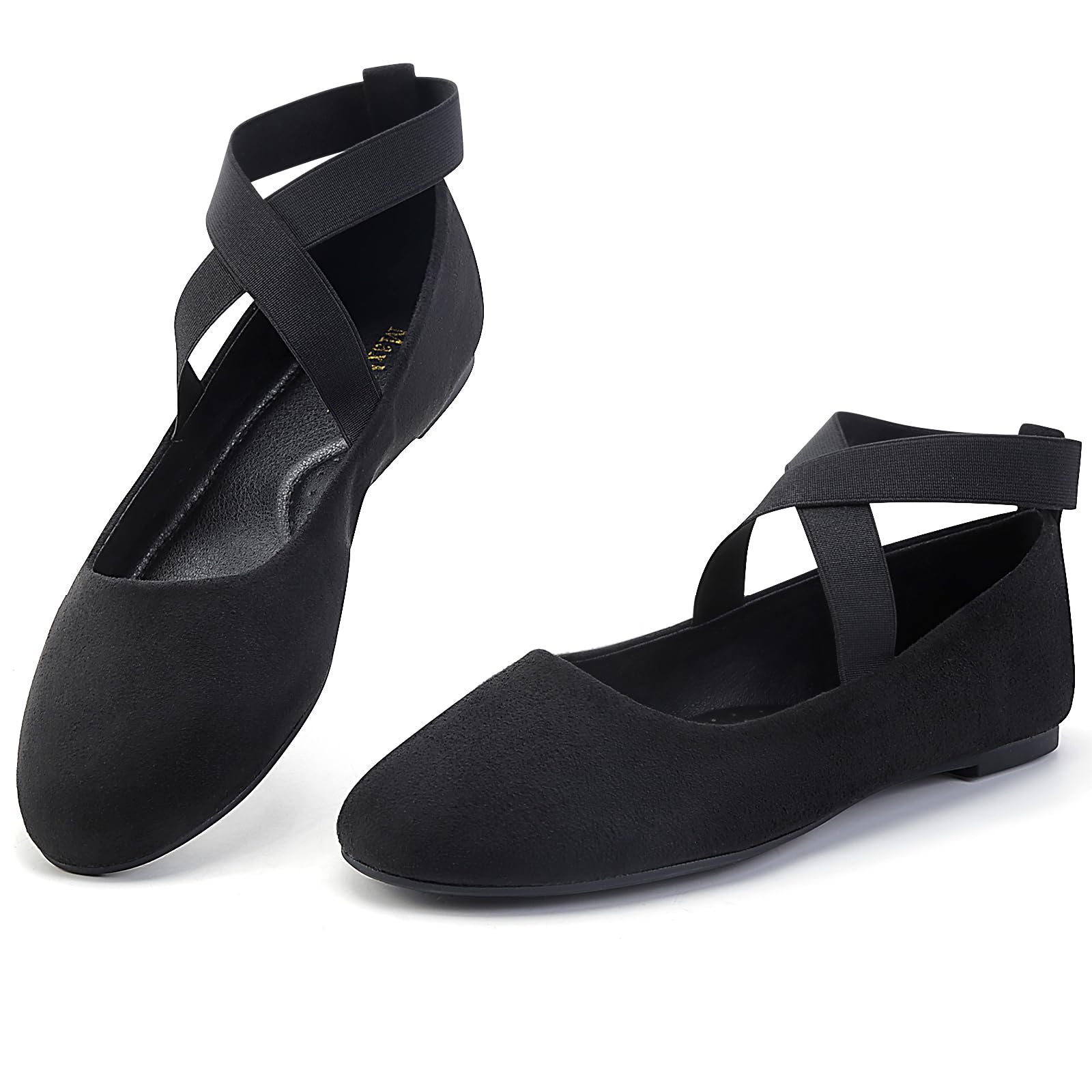 MaxMuxun Bailarinas clásicas para mujer elegantes zapatos planos para mujer con correa cruzada elástica cómoda zapatos de bailarina planos para mujer