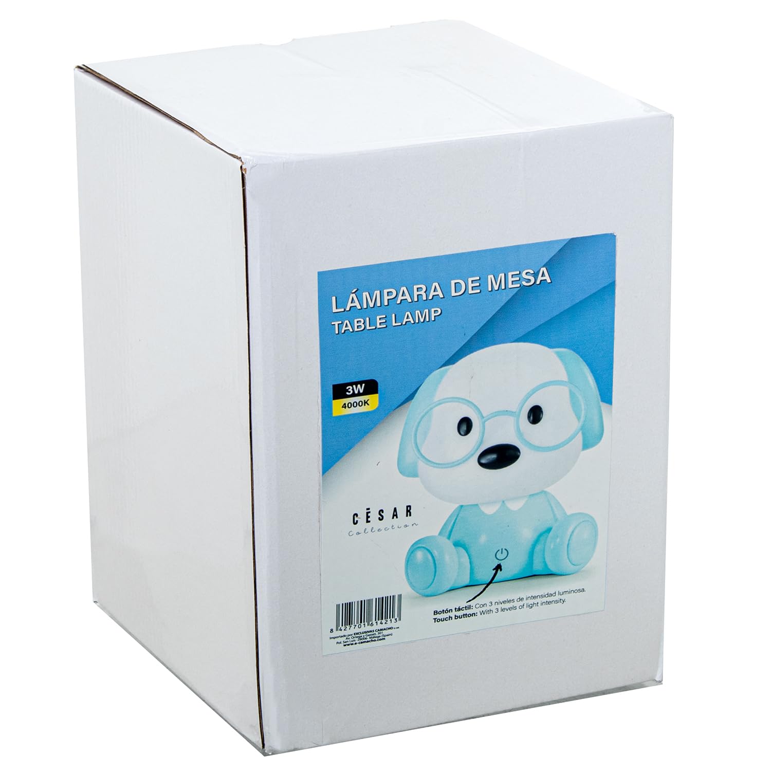 LÁMPARA LED SOBREMESA PERRO AZUL, ALIMENTACIÓN USB_18X15X20CM, ABS+PP