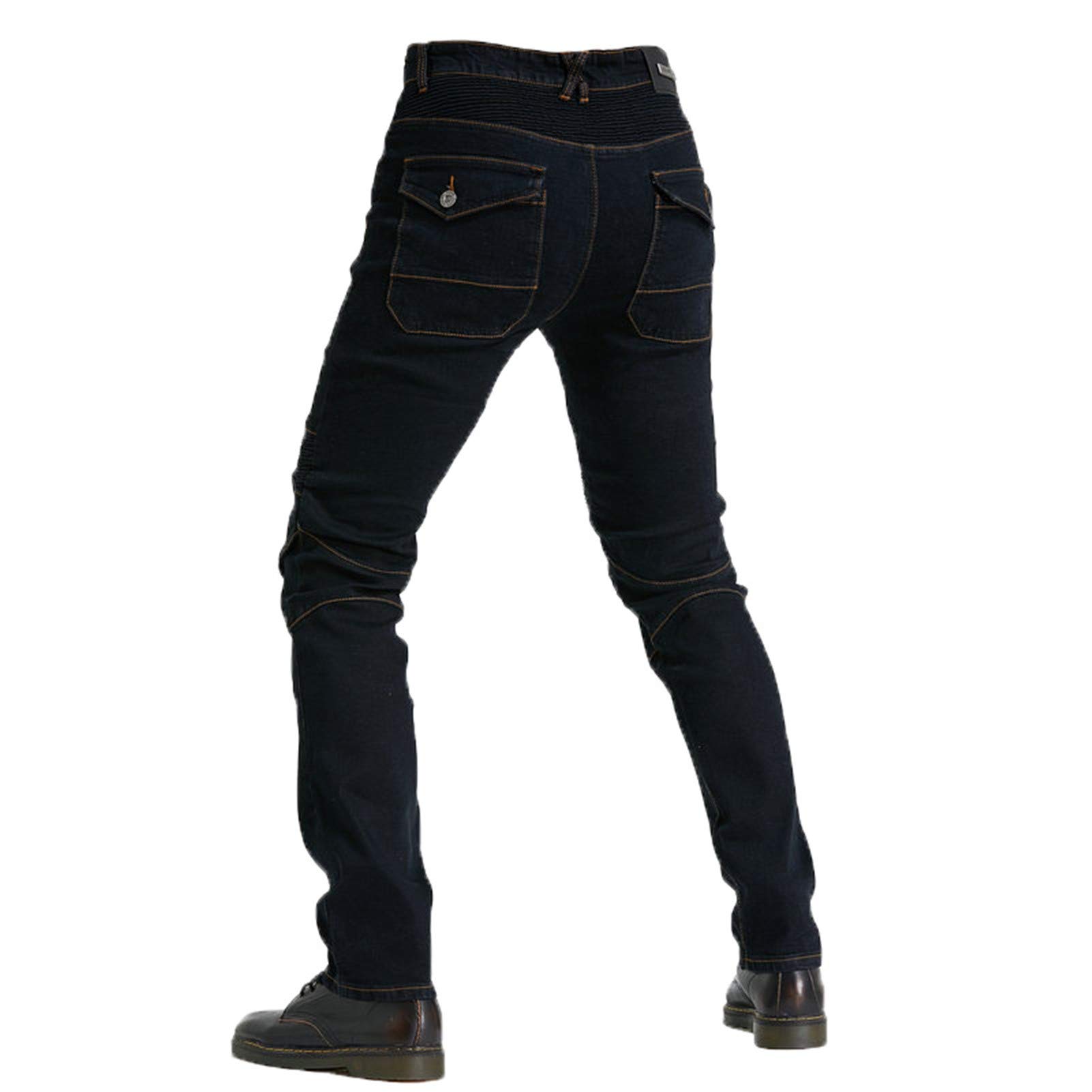 BEDSETS Pantaloni Moto da Uomo, Pantaloni Jeans Denim Pantaloni Motocross, Con 2 Paia Di Jeans Imbottiti Protettivi, Con Fodera Protettiva (Black,L)