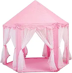 Barraca Infantil Tenda Dobravel Iluminada Toca Casinha Castelo Grande Luzes Menina Rosa