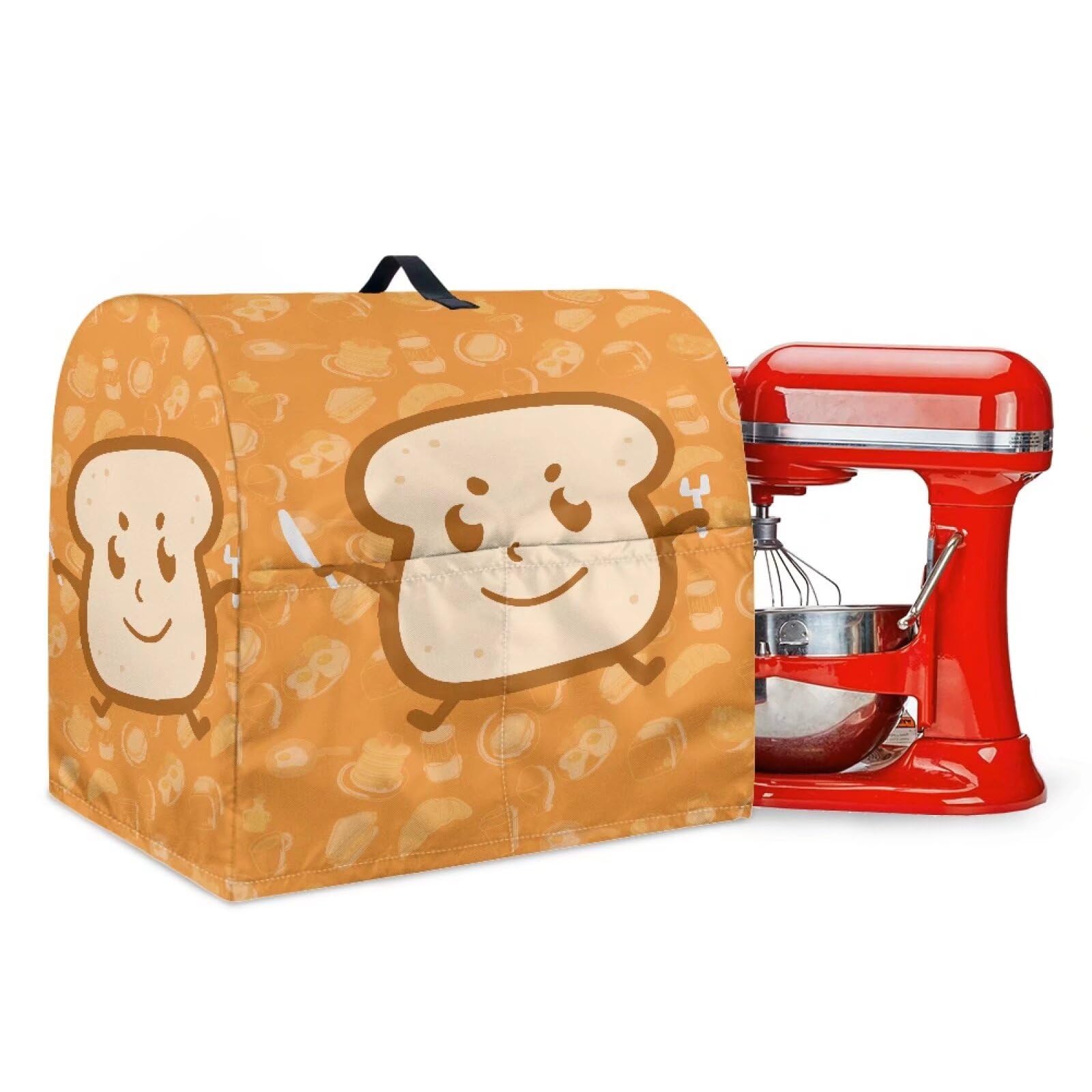 Talayituse Funny Bread Print Mixer Cover, Stand Mixer Cover Compatible with 6-8 Quart Stand Mixer, Dust Cover with Pockets, Kitchen Mixer Accessories Fits for All Tilt Head &amp; Bowl Lift, Large