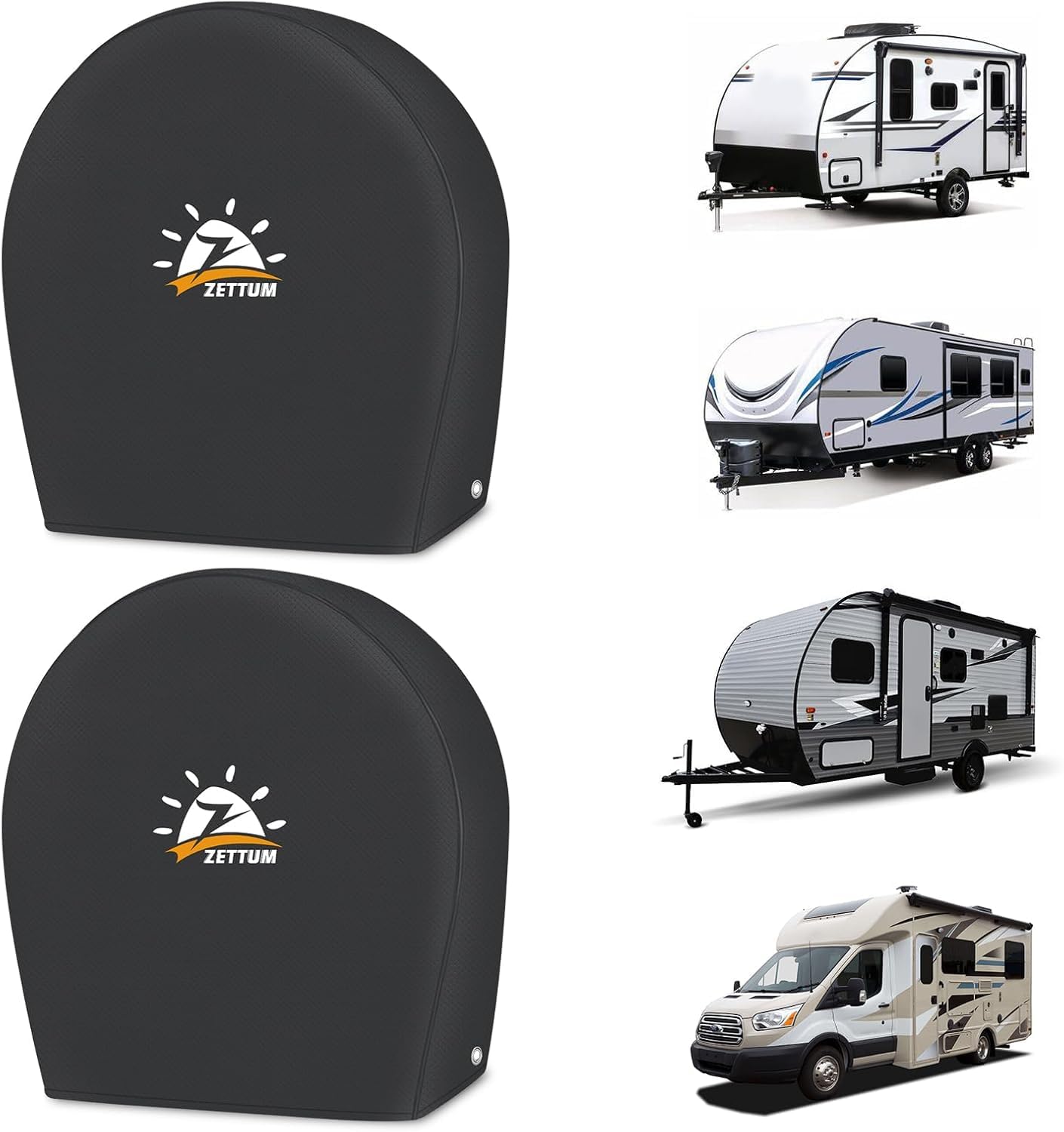 Zettum Les couvertures de pneus 2 Paquets d'adaptation diamètre du Pneu 66-73 cm, Housses pour Roue, PU Oxford Spareshroproof Wheel Cover pour RV, Camion, SUV, remorque de Voyage, Camping-Car
