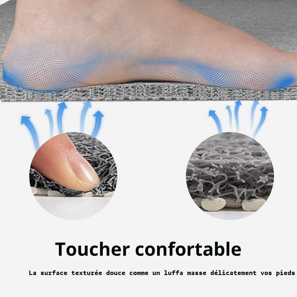 Tapis de bain pour douche intérieure, 40 x 60 cm, tapis de douche en luffa antidérapant, anti-moisissure, antibactérien, en PVC souple pour salle de bain