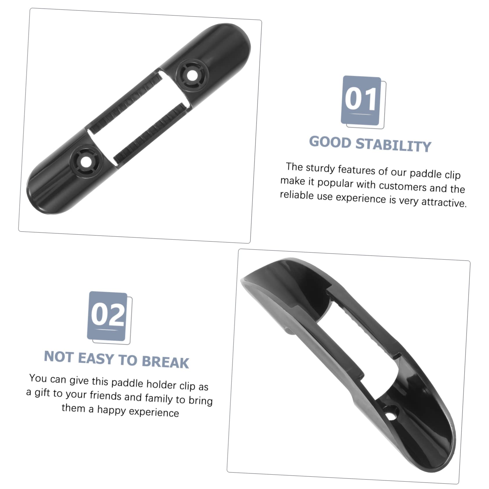 Toyvian Paddelschnalle Kajak Paddelhalter Clip Paddelklemme für Kanus Paddelklemme mit Schraube an Deck montierte Paddelklemme Stabiler Paddelclip Plastik Black