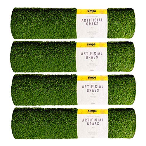 simpa 4 x Quality Non Fade Artificial Grass Pile Roll - 4m x 1m / 13ft x 3.3ft - 20mm Pile Height -...