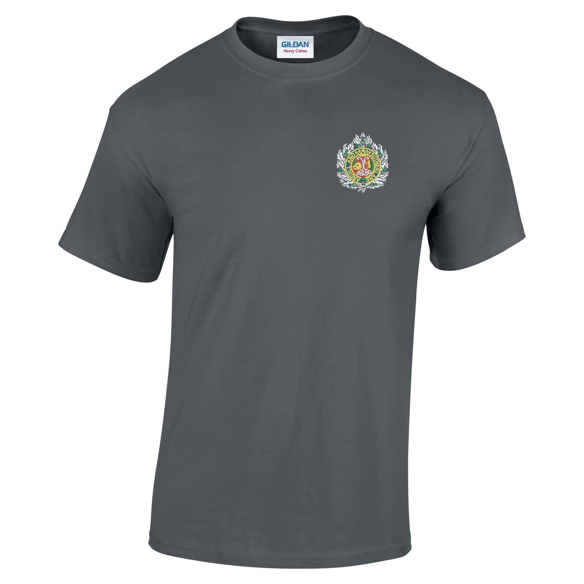 Pineapple Joe's Men's Charcoal Argyll And Sutherland Embroidered T-Shirt - 2X Large
