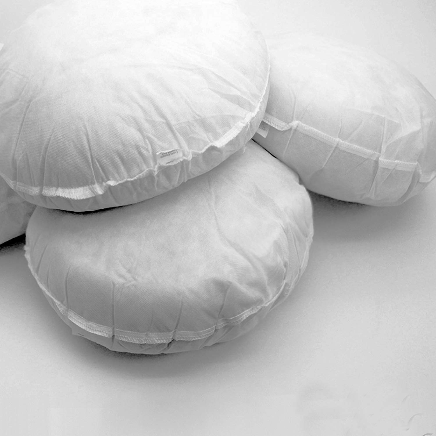 Willows Direct Hollowfibre Filling Polyester White Cushion Inner Inserts Scatters Filler Filled Decorative Sofa & Bed Pads Pillows - Non Allergenic - Double Stitched - Set of 2 (22" Round)
