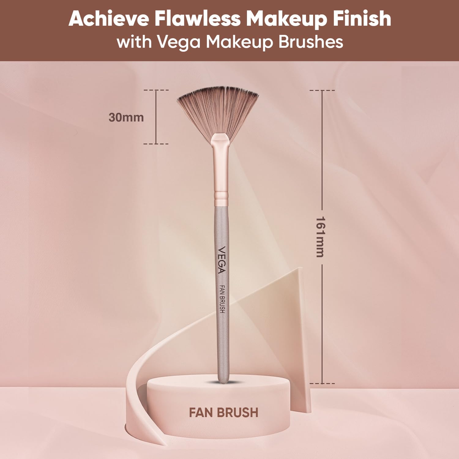 Vega Fan Brush for Face Highlighter, Fan Makeup Brush, Perfect For Highlighting and Remove Access Powder, (MBN-11)