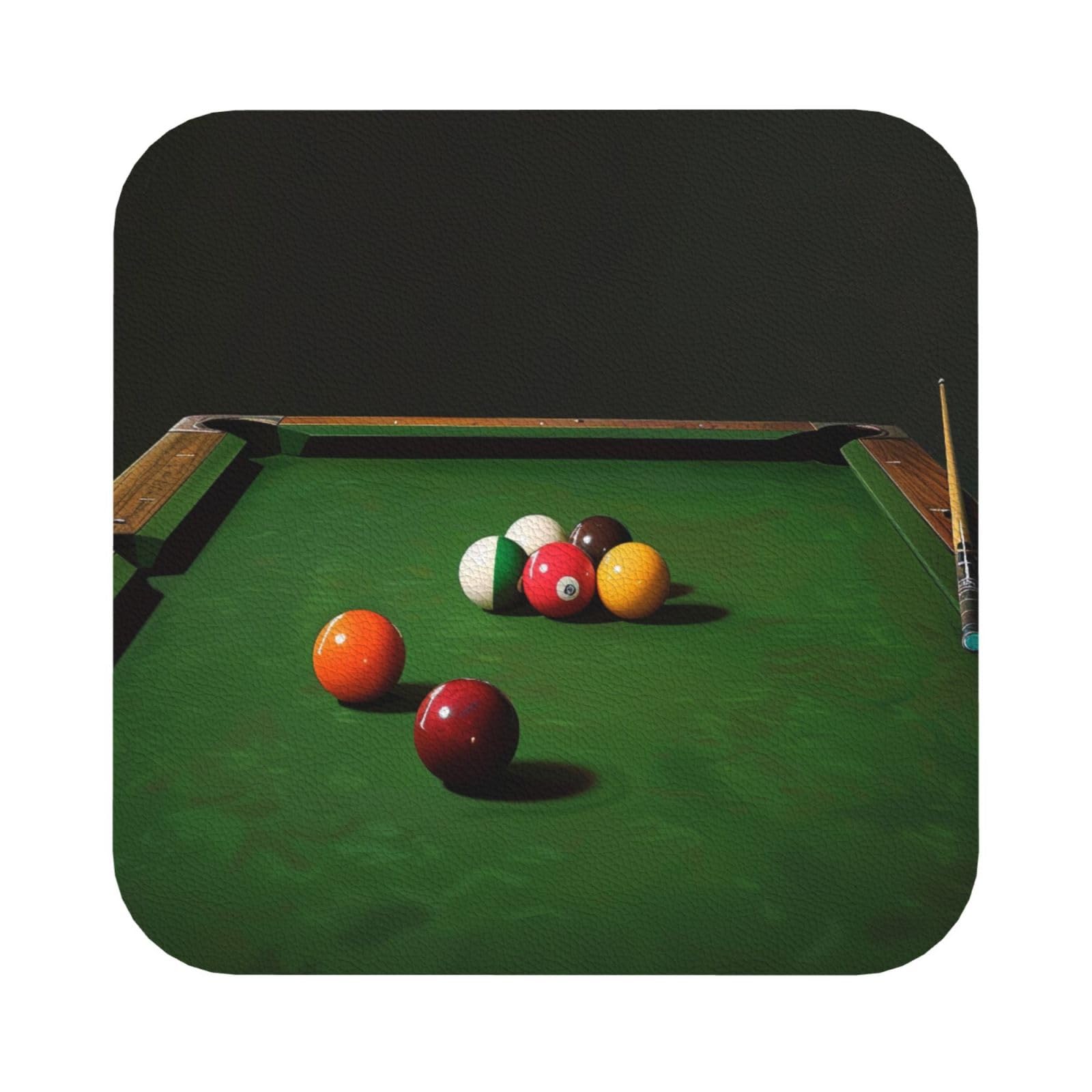 Billiard Print Leather Coaster Set of 6, Square Coasters Table Decorative Coffee Cup Beverage Coasters Wine Beer Bar Coasters for Hot Drinks Table Protection