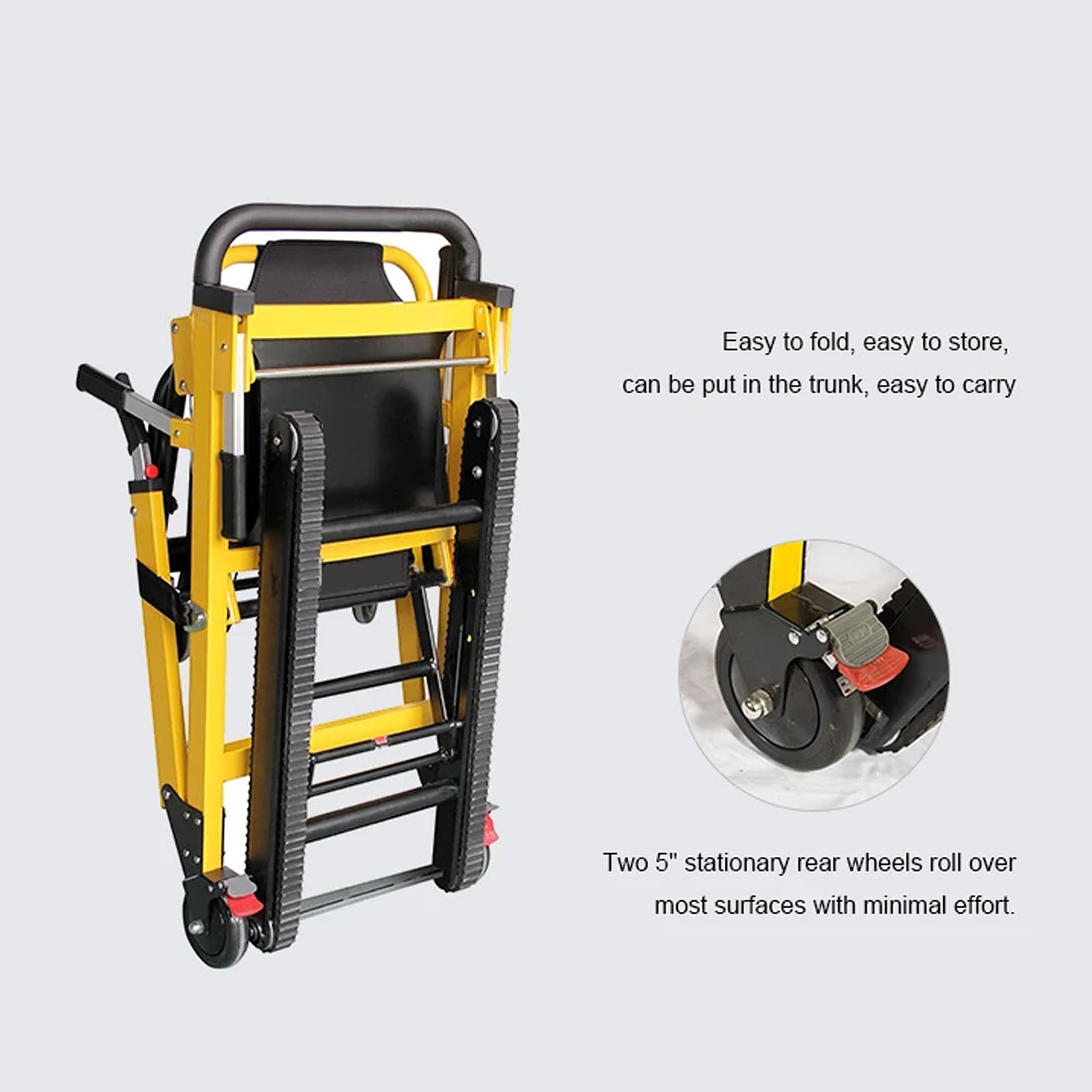 Elektrischer Elektrischer Treppensteiger Rollstuhl, Rahmen aus Aluminiumlegierung,Tragfähigkeit 363 lb, Klappbarer Transportstuhl,Für Pflege,Rettung,Mehrfamilienhäuser ohne Aufzug