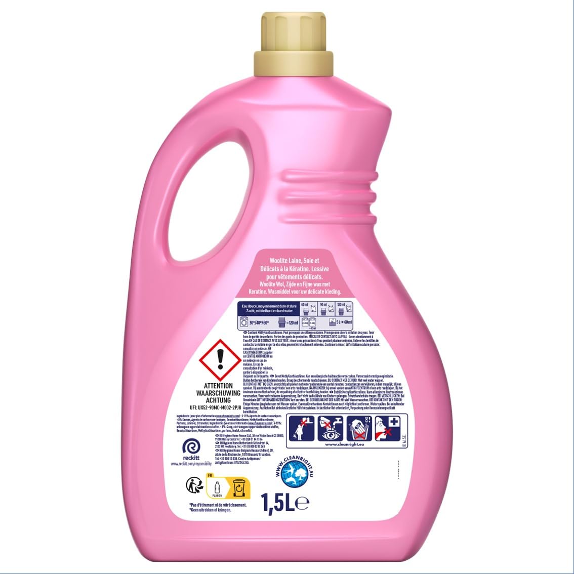 WOOLITE Lot de 4 Lessives Liquide Laine et Soie - 1,5L