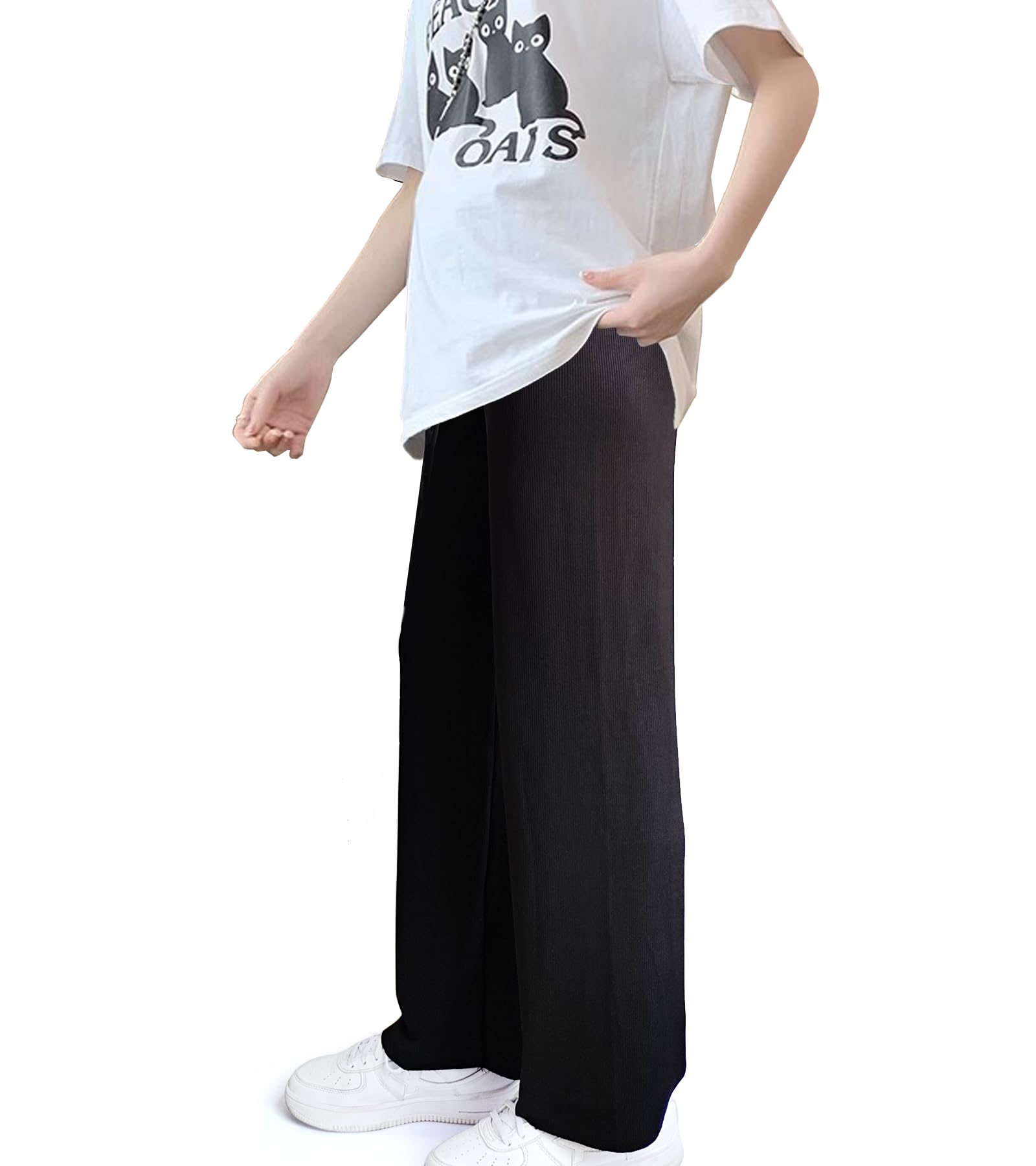 Pantalon Maternité Jambes Larges, Pantalon Long Décontracté de Grossesse Femme, Pantalons Maternité pour Travail, L'entraînement Salon L'athlétisme