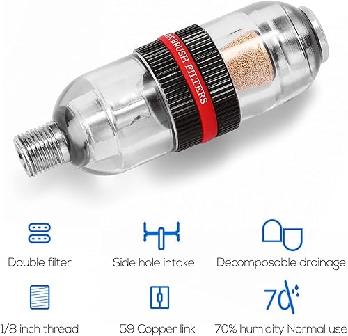 Miniatura 3 de Mini filtro de aire para aerógrafo en línea, separador de agua, filtro de trampa de agua, kit de separador de trampa de aceite, se conecta a